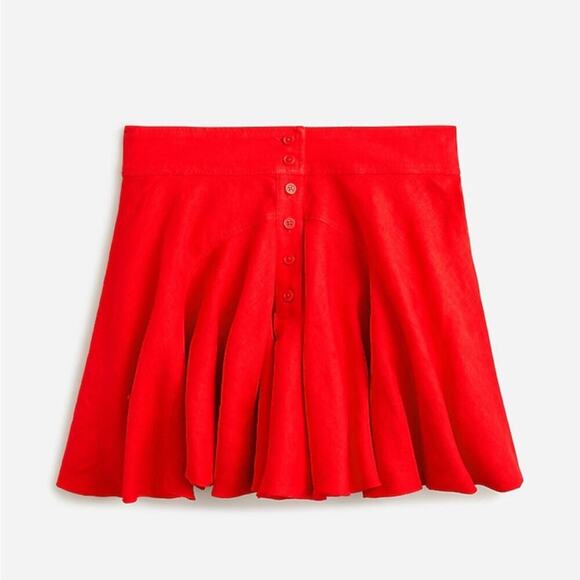 J. Crew Dresses & Skirts - J. Crew Button Up Mini Skirt in Linen Vintage Red Size 0 BY898 New